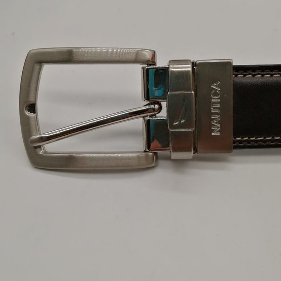 Nautica Womens Belt Brown Silver Buckle 1 Inch Wide Top Stitching 26‎ - Picture 3 of 6
